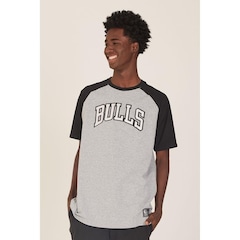 Camiseta NBA Raglan Estampada Chicago Bulls Casual Mescla - Masculina - Foto 3