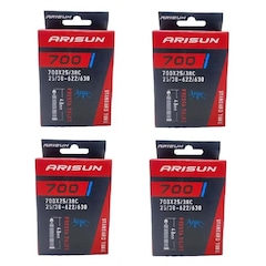 Kit 4X Câmaras de Ar 700 X 25/38 Bike Arisun Bico Fino 48 Mm - Foto 1