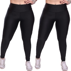 Kit Calças Legging Dellas Fit Trilobal Cirre Proteção Uv Academia Treino - 2 Unidades - Feminina - Foto 1