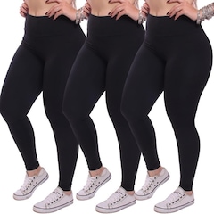 Kit Calças Legging Dellas Fit Zero Transparência Proteção Uv Academia Treino - 3 Unidades - Feminina - Foto 1