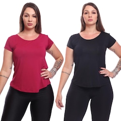 Kit Camisetas Dellas Fit Manga Curta Dry Fit Academia Treino - 2 Unidades - Feminina - Foto 1