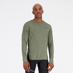Camiseta New Balance Q Speed Jacquard Manga Longa - Masculina - Foto 1