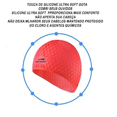 Touca de Natação Gold Sports Gota Ultra Soft com Cobertura das Orelhas - - Foto 4