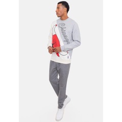 Blusão De Moletom NBA Wordmark Chicago Bulls Cinza Mescla - Masculina - Foto 5