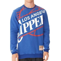 Blusão De Moletom Mitchell & Ness Fechado Gola Careca Los Angeles Clippers - Masculino - Foto 1