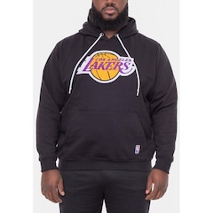 Blusão De Moletom Com Capuz Nba Plus Size Feltro Logo Los Angeles Lakers Preto - Masculina - Foto 2