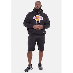 Blusão De Moletom Com Capuz Nba Plus Size Feltro Logo Los Angeles Lakers Preto - Masculina - Foto 4