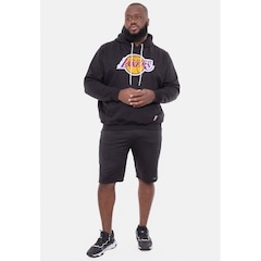Blusão De Moletom Com Capuz Nba Plus Size Feltro Logo Los Angeles Lakers Preto - Masculina - Foto 5