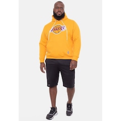 Blusão De Moletom Com Capuz Nba Plus Size Feltro Logo Los Angeles Lakers Amarelo - Masculina - Foto 3