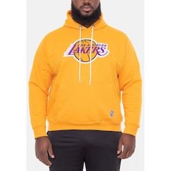 Blusão De Moletom Com Capuz Nba Plus Size Feltro Logo Los Angeles Lakers Amarelo - Masculina - Foto 4