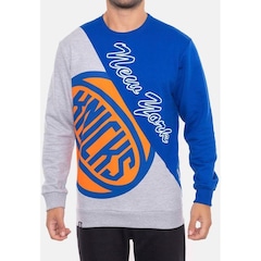 Blusão De Moletom NBA Wordmark New York Knicks Azul - Masculina - Foto 4
