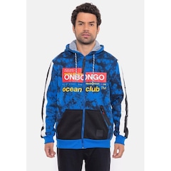 Jaqueta de Moletom com Capuz Onbongo Canguru Aberto Azul - Masculina - Foto 1