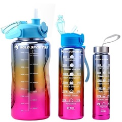 Kit 3 Garrafas Squeeze Plástica Gold Sports Degrade Adesivos Bpa-Free 2 Lts, 800ml e 280ml - Foto 4