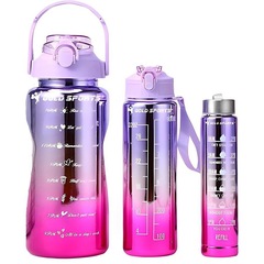 Kit 3 Garrafas Squeeze Plástica Gold Sports Degrade Adesivos Bpa-Free 2 Lts, 800ml e 280ml - Foto 3