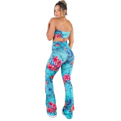 Conjunto Mvb Modas Calça Flare e Top Tomara Que Caia Estampado - Feminino - Foto 2