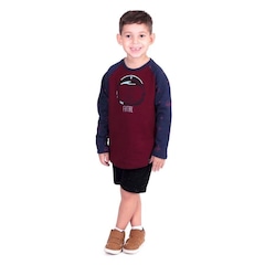 Blusão de Moletom Fatal Fechado Raglan Gola Careca Vinho - Infantil - Foto 2