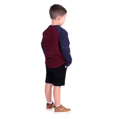 Blusão de Moletom Fatal Fechado Raglan Gola Careca Vinho - Infantil - Foto 4