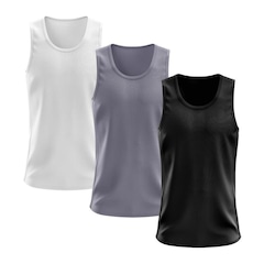 Kit Camisetas Regata Dellas Fit Lisa Básica Dry - Masculina - 3 Unidades - Foto 1