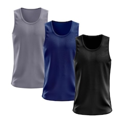 Kit Camisetas Regata Dellas Fit Lisa Básica Dry - Masculina - 3 Unidades - Foto 1
