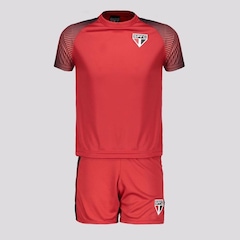 Kit Uniforme do São Paulo Hero Escudo: Camisa + Calção - Infantil - Foto 1