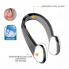 Kit Óculos de Natação Gold Sports Wave Ii Performance Espelhado Touca Elastano Nose Clip e Ear Plug - Adulto - Foto 5