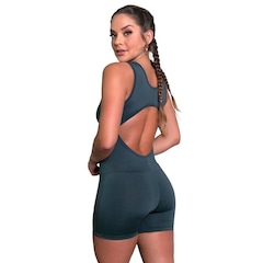 Macaquinho Fitness MVB Modas Curto Liso Suplex - Feminino - Foto 3