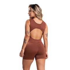 Macaquinho Fitness MVB Modas Curto Liso Suplex - Feminino - Foto 3