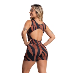 Macaquinho Fitness MVB Modas Curto Liso Suplex - Feminino - Foto 3