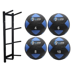 Kit Iniciativa Fitness: 1 Suporte para Wall Ball + 4 Wall Balls 4Kg, 6Kg, 8Kg e 10Kg - Foto 1