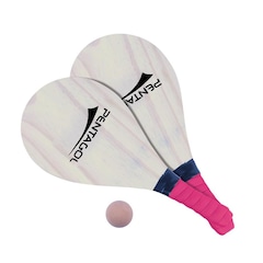 Kit de Frescobol Pentagol Pinus Cru com 2 Raquetes e 1 Bola - Foto 1