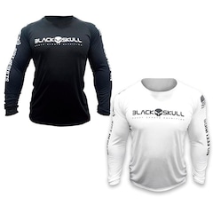 Kit Camiseta Black Skull Manga Longa Soldado Bope - 2 Unidades - Masculina - Foto 1
