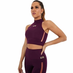 Top Fitnesse com Bojo Alto Giro Hyper Gola Alta C/ Zíper - Feminino - Foto 1