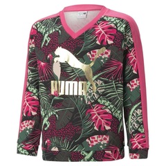 Blusão de Moletom Puma T7 Vacay Queen Printed V-Neck Terry - Infantil - Foto 1