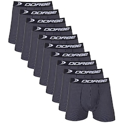 Kit de Cuecas Boxer Dorbe Risca de Giz Microfibra - 10 Unidades - Adulto - Foto 1