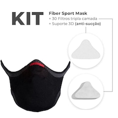 Kit Máscara Fiber: 1 Máscara + 30 Filtros + 1 Suporte Knit Sport - Adulto - Foto 1