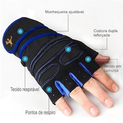 Luvas para Academia Gold Sports Air Pro com Munhequeira Gel Anti Derrapante - Foto 5