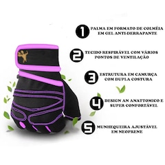Luvas para Academia Gold Sports Air Pro com Munhequeira Gel Anti Derrapante - Foto 3