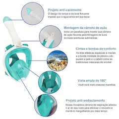 Mascara Subaquática de Mergulho Gold Sports Full Face com Snorkel - Adulto - Foto 5