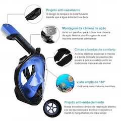 Mascara Subaquática de Mergulho Gold Sports Full Face com Snorkel - Adulto - Foto 4