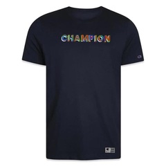 Camiseta Manga Curta Champion Malhão C Colorblock Preto - Foto 1