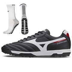 Chuteira Society Mizuno Morelia Classic - Adulto + Meia Antiderrapante - Foto 1