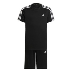 Kit Camiseta + Shorts adidas Train Essentials Aeroready 3-Stripes - Infantil - Foto 1