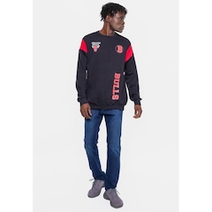 Blusão De Moletom Sem Capuz NBA Rib Sleeve Chicago Bulls - Masculino - Foto 1
