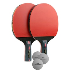 Kit Tênis de Mesa Huieson Carbon - 2 Raquetes Cabo Caneta 5 Star + Bolsa + 3 Bolas Gold Sports 3 Star - Foto 1