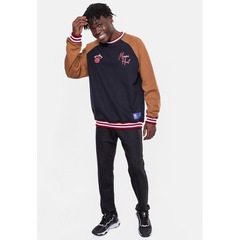 Blusão De Moletom Sem Capuz NBA Old Logo Preto - Masculino - Foto 5