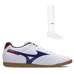 Kit Chuteira Futsal Mizuno Morelia Club In + 1 Meião de Futebol Morelia - Adulto - Foto 1