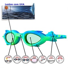 Óculos De Natação Gold Sports Little Fashion Fish High Definition 7,0 - Adulto - Foto 3