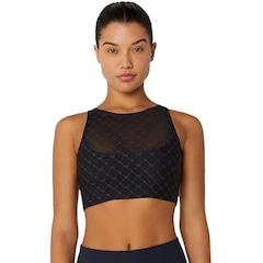 Top Fitness Alto Giro Sobreposição Tule - Feminino - Foto 1