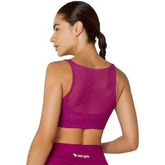 Top Fitness Alto Giro Sobreposição Tule - Feminino - Foto 2