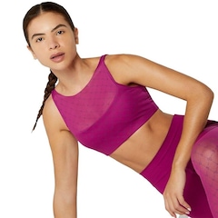 Top Fitness Alto Giro Sobreposição Tule - Feminino - Foto 4